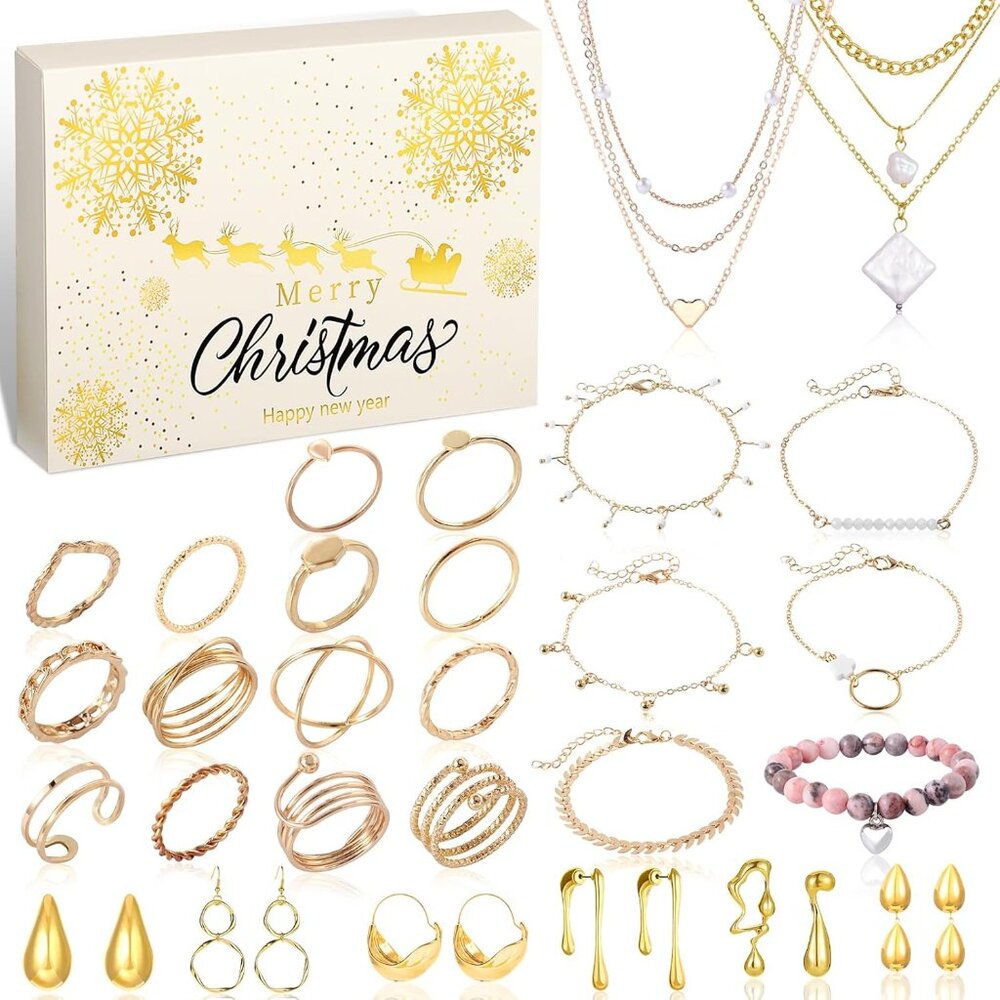 Advent Calendar Jewelry For Adult 24 Days Holiday Surprise Countdown With Neckla